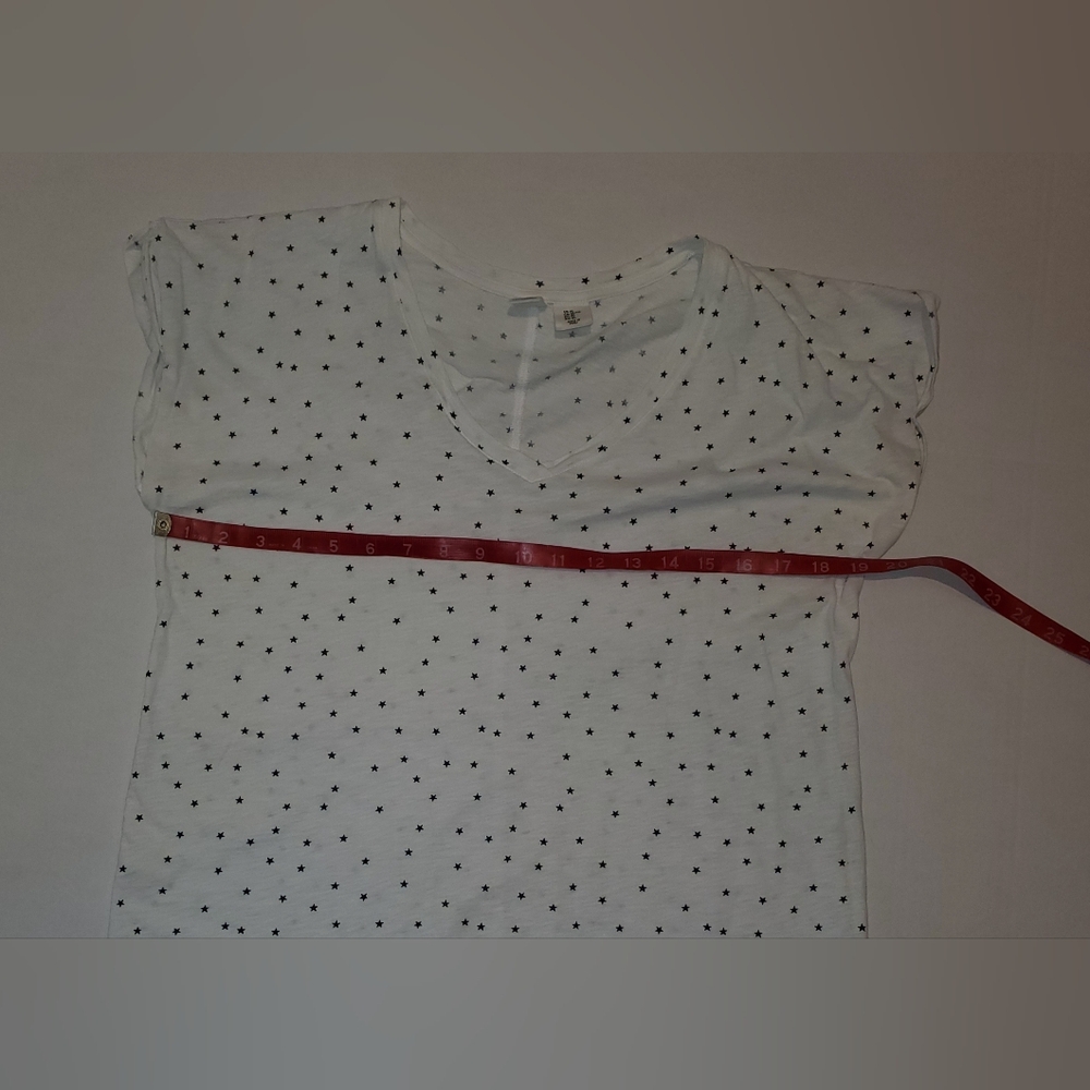 Artisan NY White Top With Navy Star Design Short Sleeve Top Sz XL - Picture 4 of 4